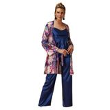 Sabahlıklı Saten Pijama Takımı 3'lü Set, L, N5951-19804IGP27193748