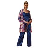 Sabahlıklı Saten Pijama Takımı 3'lü Set, S, N5951-19804IGP27193746