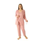 Sabahlıklıklı 3 Parça Çeyizlik Kutulu Kadın Pijama Takımı- Dantelli Kutulu Kadın Pijama- Geniş Beden Aralığı Pudra S