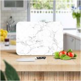 Saban 20x30cm - Siyah Beyaz Mermer Desenli - Cam Kesme Tahtası