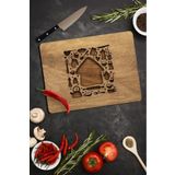 Saban 30x40 cm Ahşap Ev Desenli Cam Kesme Tahtası