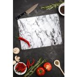 Saban Beyaz Mermer Görünümlü 20x30 cm Cam Kesme Tahtası