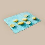Saban Limon Desenli Cam Kesme Tahtası - Renkli - 30X40 cm - Montajsız