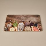 Saban Sebze Desenli Cam Kesme Tahtası - Renkli - 20X30 cm - Montajsız
