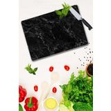 Saban Siyah Mermer Desenli Cam Kesme Tahtası 30x40 cm