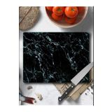Saban Siyah Mermer Görünümlü 30x40 cm Cam Kesme Tahtası