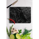 Sabanbaba 29x34cm - Siyah Mermer - Cam Kesme Tahtası