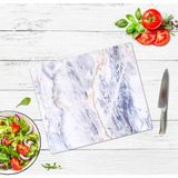 Sabanbaba Dekoratif Cam Kesme Tahtası Mavi Mermer 30 x 40 cm | Cam Kesme Tablası