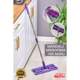 Sabelli Mandallı Mikrofiber Mop - Otella Yer Duvar Cam Silme Temizlik Mopu & Kıskaçlı Teleskopik Paspas Seti