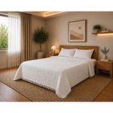 Sabia Daily%100 Pamuk Müslin Pike 4 Kat Çift Kişilik Pike & Yatak Örtüsü 230x250 cm (Ekru, Düz)