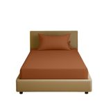 Sabia%120 Pamuk 62 Tel – 120x200 +37 cm Yüksekliğe Uygun Tek Kişilik Lastikli Çarşaf Seti (Bağcıklı Yastık Kılıflı) (Kiremit)