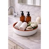 Sabletscrafts Dekoratif Banyo Organizeri 20 cm içi bakır renk | El Yapımı Kase Tabak | Mum & Koku Tepsisi