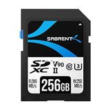 Sabrent Sd Kart 256 GB V90 Uhs-Iı U3 sdxc Kart Sınıf 10, 280 Mb/s Okuma, 250 Mb/s Yazma - 4K 8k Video, Dslr, Drone, Kamera Için Profesyonel Bellek Kartı (SD-TL90-256 Gb)