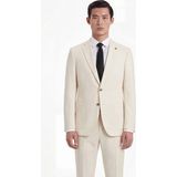 Sabri Özel Ekru Slim Fit 6 Drop Mono Yaka Modal Kumaş Lastikli Bel Astarsız Takım Elbise - 690Ekru - 52