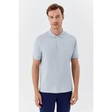 Sabri Özel Erkek Açık Gri Dar Kesim Slim Fit %100 Pamuk Dokuma Düğmeli Polo Yaka Tişört