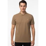 Sabri Özel Erkek Cappucino Normal Kesim Regular Fit %100 Pamuk Pike Düğmeli Polo Yaka Tişört - Cappuccino - 3XL