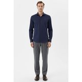 Sabri Özel Erkek Lacivert Dar Kesim Slim Fit %100 Pamuk Dokuma Uzun Kollu Klasik Yaka Gömlek - 3XL