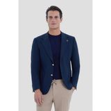 Sabri Özel Erkek Lacivert Dar Kesim Slim Fit Viskon Çift Yırtmaçlı Torba Cep Tam Astarlı Mono Yaka 6 Drop Casual Ceket - 200Lacivert - 52