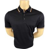 Sabri Özel Erkek T-Shirt Merserize Kısa Kol Polo Yaka Renkli Yaka Biyeli - 0-Siyah - 2XL