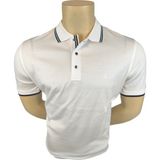 Sabri Özel Erkek T-Shirt Merserize Kısa Kol Polo Yaka Renkli Yaka Biyeli - 01-Beyaz - 2XL
