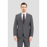 Sabri Özel Koyu Gri Yünlü Slim Fit Sivri Yaka Klasik Takım Elbise - 248-Gri - 6 Drop - 50
