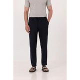 Sabri Özel Lacivert Dokulu Arka Lastikli Köprü Kemerli Bağcıklı Slim Fit Jogger Pantolon - 2XL
