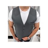 SABRİ ZENGİN Erkek Antrasit V Yaka Slim Fit Komple Kumaş Yelek
