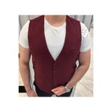 SABRİ ZENGİN Erkek Bordo V Yaka Slim Fit Komple Kumaş Yelek