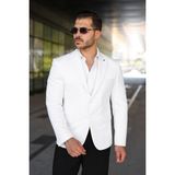 Sabri Zengin Erkek Çift Düğme Blazer Ceket - 54 - Beyaz