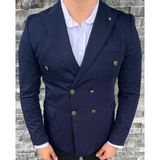 Sabri Zengin Erkek Kruvaze Slim Fit Blazer Ceket - Lacivert - 46