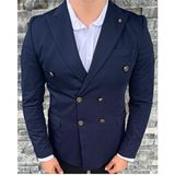 Sabri Zengin Erkek Kruvaze Slim Fit Blazer Ceket - Lacivert - 52