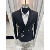Sabri Zengin Erkek Kruvaze Slim Fit Blazer Ceket - Siyah - 52