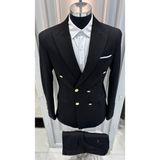 Sabri Zengin Erkek Kruvaze Slim Fit Takım Elbise - Siyah - 58