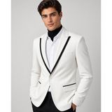 Sabri Zengin Erkek Özel Tasarım Slim Fit Blazer Ceket - 54 - Beyaz