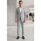 Sabri Zengin Erkek Slim Fit Filafil Kumaş 2 Parça Takım Elbise - Gri - 56