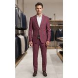 Sabri Zengin Erkek Slim Fit Filafil Kumaş 2 Parça Takım Elbise - Pembe - 48