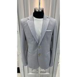 Sabri Zengin Erkek Slim Fit Kontrast Yaka Detaylı Blazer Ceket - 54 - Gri