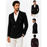 Sabri Zengin Erkek Slim Fit Kruvaze Blazer Ceket - 42 - Siyah