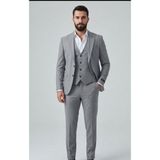 Sabri Zengin Erkek Slim Fit Likralı Kalın Premium Kumaş 3 Parça Takım Elbise - Gri - 48