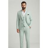 Sabri Zengin Erkek Slim Fit Likralı Kalın Premium Kumaş 3 Parça Takım Elbise - Turkuaz - 54