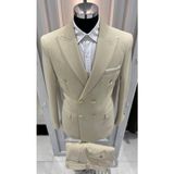 Sabri Zengin Erkek Slim Fit Takım Elbise Bej Renk Düz Desenli Günlük Kullanım İçin İdeal - 58