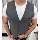 Sabri Zengin Erkek V Yaka Slim Fit Full Kumaş Yelek - 50 - Antrasit
