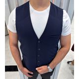 Sabri Zengin Erkek V Yaka Slim Fit Full Kumaş Yelek - 66 - Lacivert