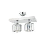 Sabrina 2 Li Krom Kaplama Plafonyer Kristalli Taşlı Modern Tasarım Kristal Salon Avize