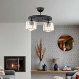 Sabrina 2li Siyah Kristalli Taşlı Modern Tasarım Kristal Salon Plafonyer Avize