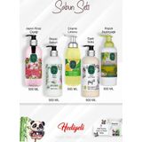 Sabun Paket 500 ML Zeytinyağlı, Eşek Sütlü, Beyaz Sabun, Çeşme Limonu, Japon Kiraz Çiçeği ve Rosie