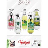 Sabun Paketi Ayvalık Zeytin Çiçeği, Çeşme Limonu, Japon Kiraz Çiçeği, Beyaz Sabun, Zeytinyağlı 500 ML ve Rosie