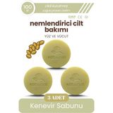 Sabunal HEMPURA Kenevir Tohumu Sabunu 3 ADET - Nem Dengesi, Yumuşak ve Esnek Cilt İçin Bitkisel Bakım Sabunu