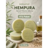 Sabunal HEMPURA Kenevir Tohumu Sabunu 4 ADET - Nem Dengesi, Yumuşak ve Esnek Cilt İçin Bitkisel Bakım Sabunu