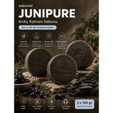 Sabunal Junıpure Ardıç Katran Sabunu 3 Adet - Saç Derisi, Kepek Görünümü ve Doğal Arındırıcı Vücut Bakımı